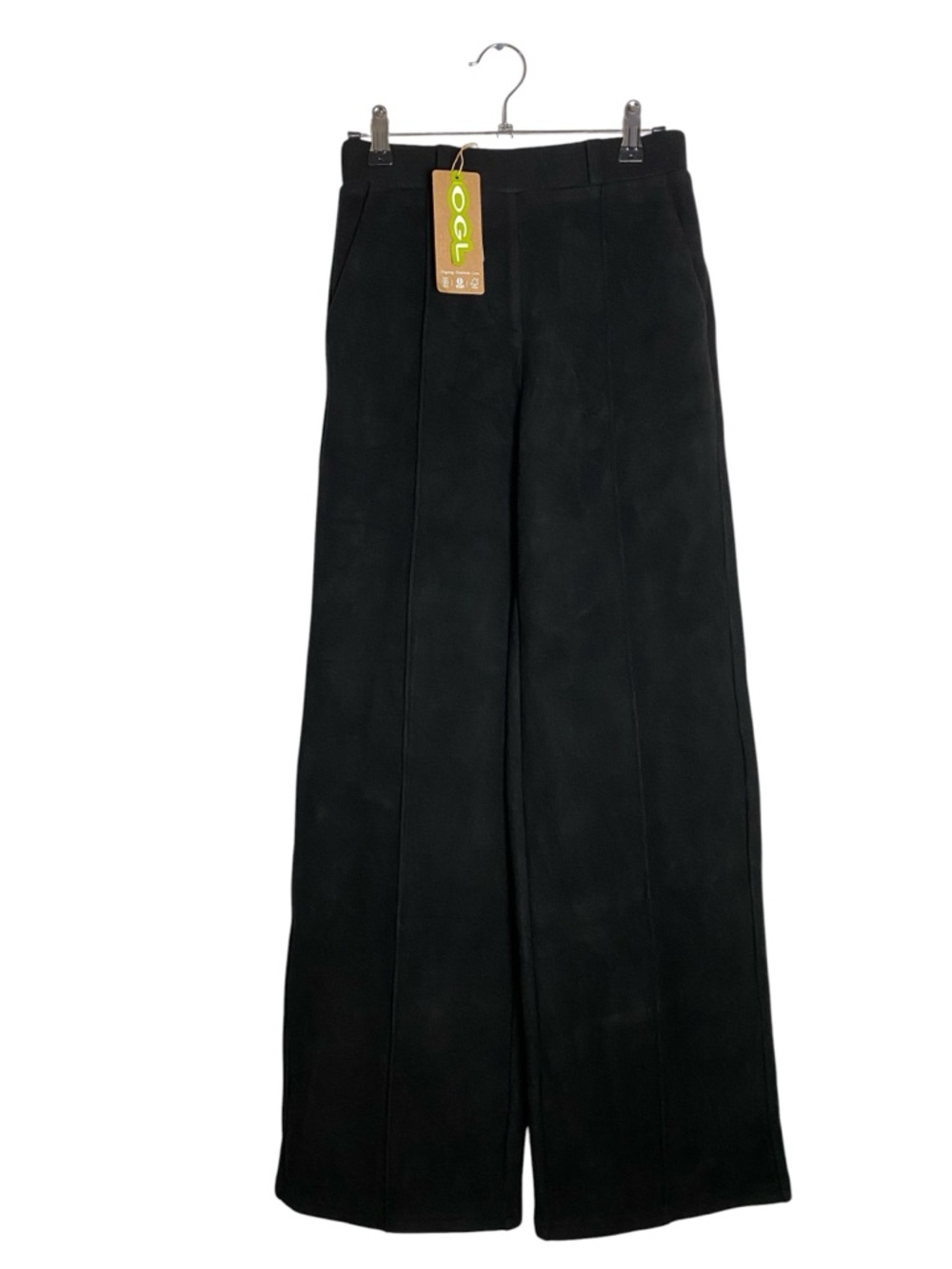 OGL Black FuzzLuxe High Waisted Straight Leg Pull On Pant